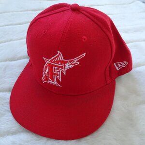 New Era 59 Fifty Florida Marlins Red Cap Hat 7 5/8
